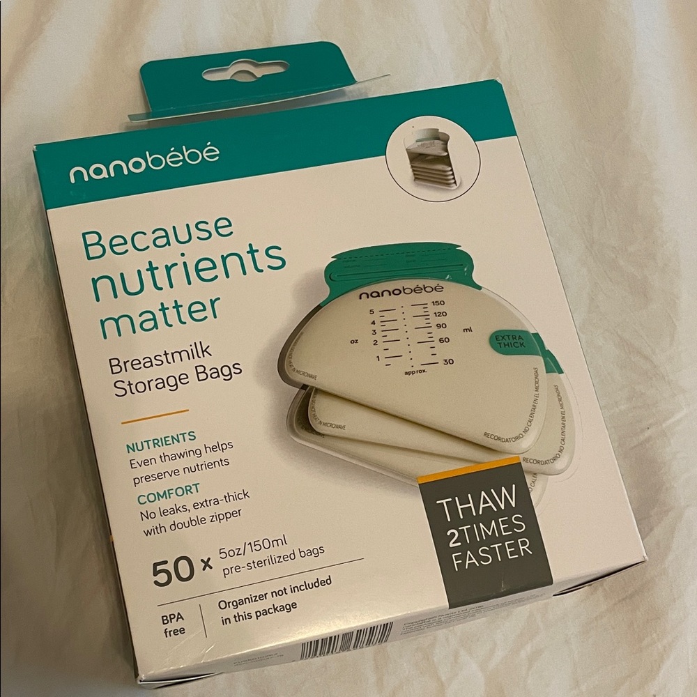 Nanobébé Breastmilk Storage Bags - 38 Count (Leak-Proof, Space Saving)